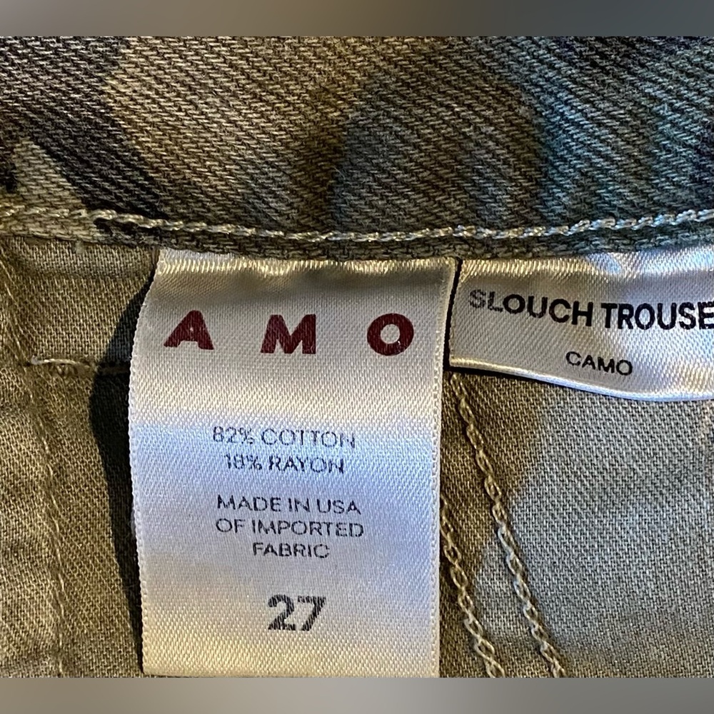 AMO Camo Slouch Cropped Trousers, size 27 - Picture 8 of 12
